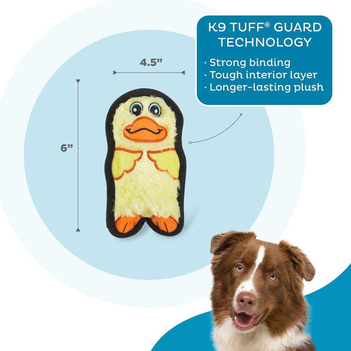 Outward Hound Durablez Minis Tough Chew Plush Squeaky Dog Toy, Duck, 6" | Durable for Rowdy Play, No Stuffing, Less Mess, Fetch & Toss, Jumbo Squeaker, Tough Chewers, Extra Small Dogs & Puppies