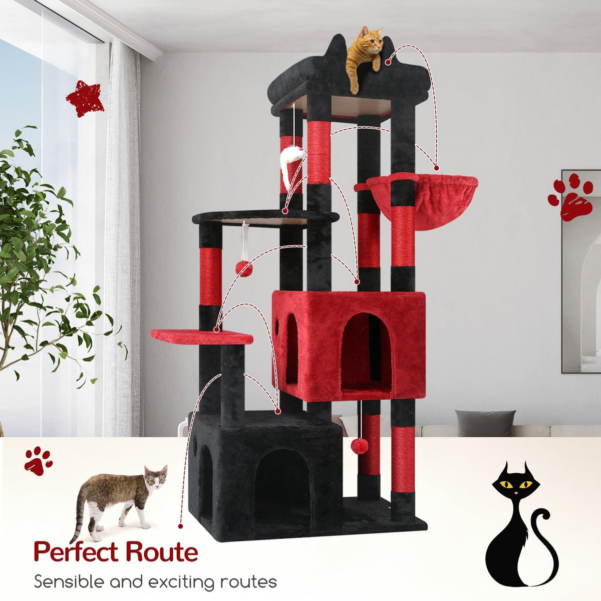 Globlazer Heavy Duty Cat Trees for Big Cats Maine Coon, F61, Blood-Goth