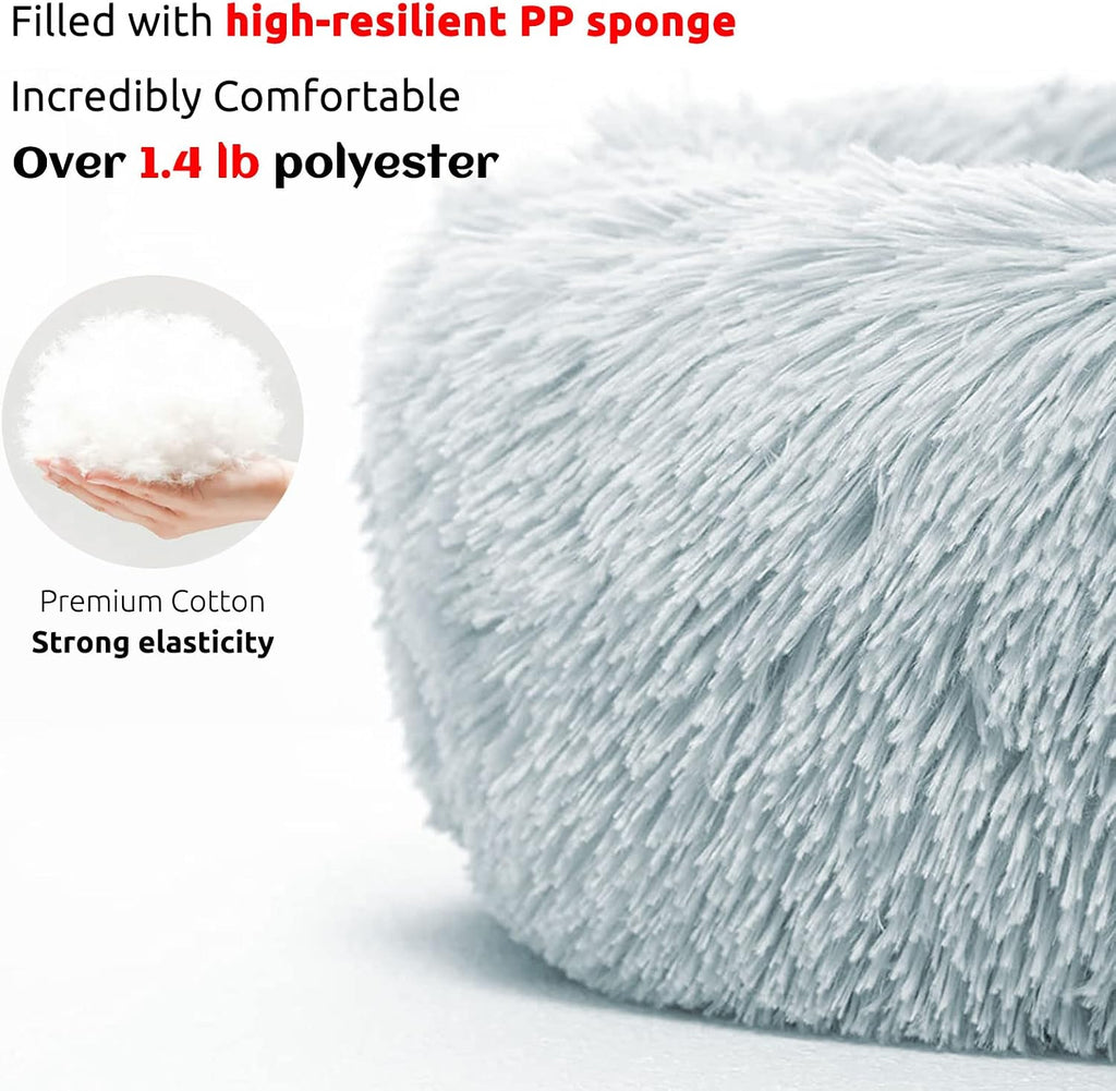 HACHIKITTY Calming Pet Sofa Bed Mat, Washable Fluffy Couch Cover for Dogs and Cats, Anti-Slip Bottom (40"x 38"x 6", Gray)