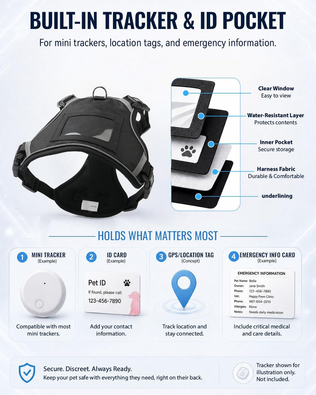 Escape Proof Dog Harness and Leash Set with Pocket
