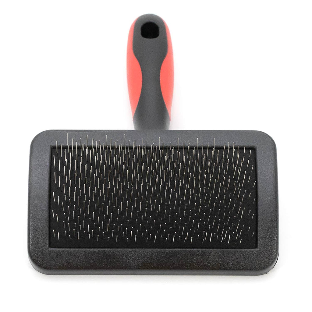Jeffers Dual Level Pin Universal Slicker Brush for Dogs, Cats & Small Pets - Curved Grooming Brush with Long & Short Pins for Shedding, Detangling, Finishing - Remove Mats & Dead Coat - Medium
