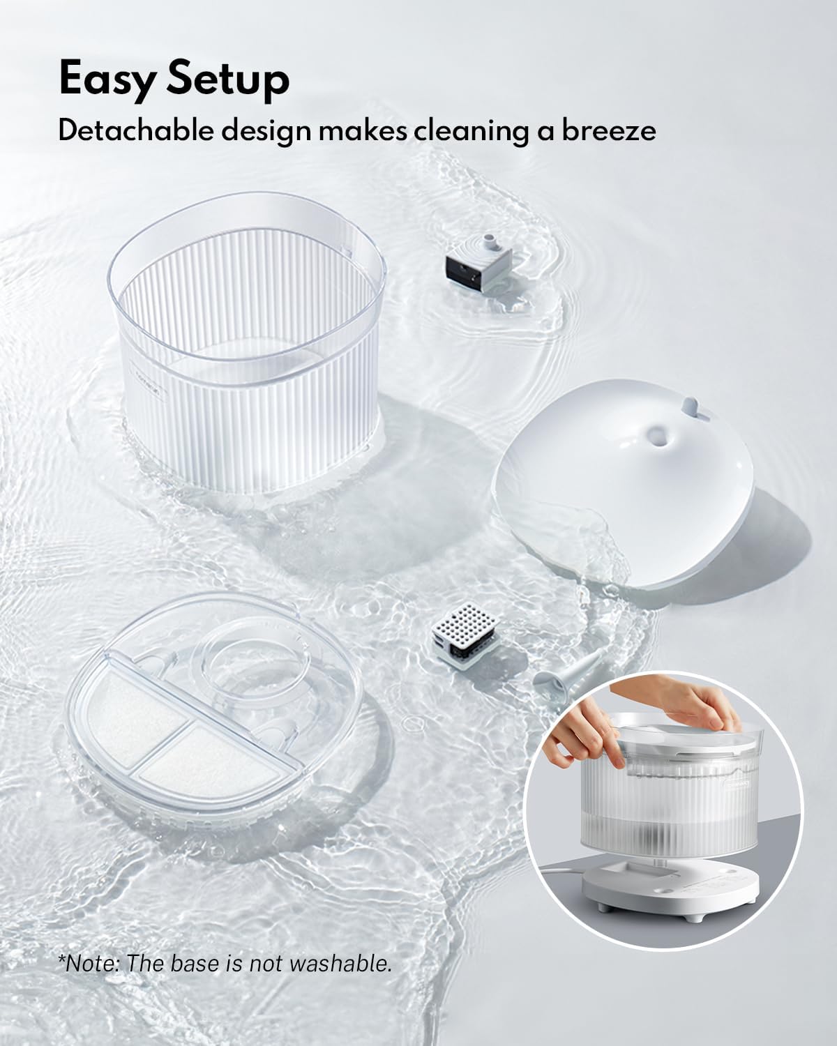 HomeRunPet Cat Water Fountain Porcelain-Tray with Wireless Pump, 68oz
