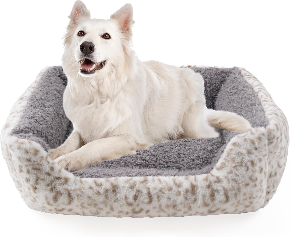 Smouatou Dog Soft Bed, Anti-Anxiety Puppy Cuddler Bed for Puppy Dog and Cat (Grey, L)