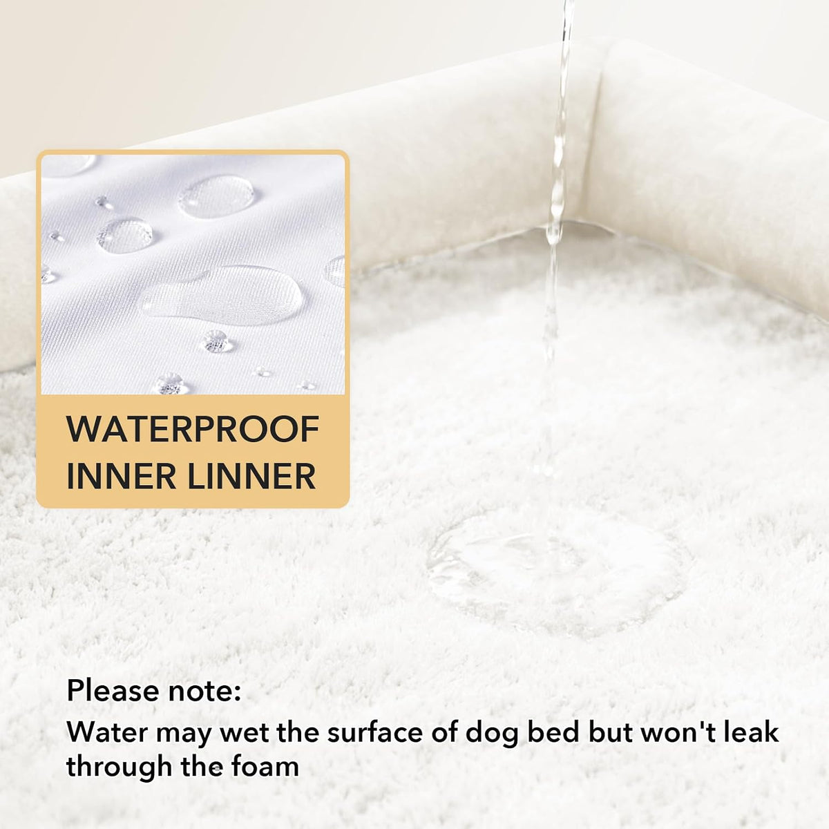 Orthopedic Washable Dog Bed for Extra Large Dogs, 53x42in, Beige