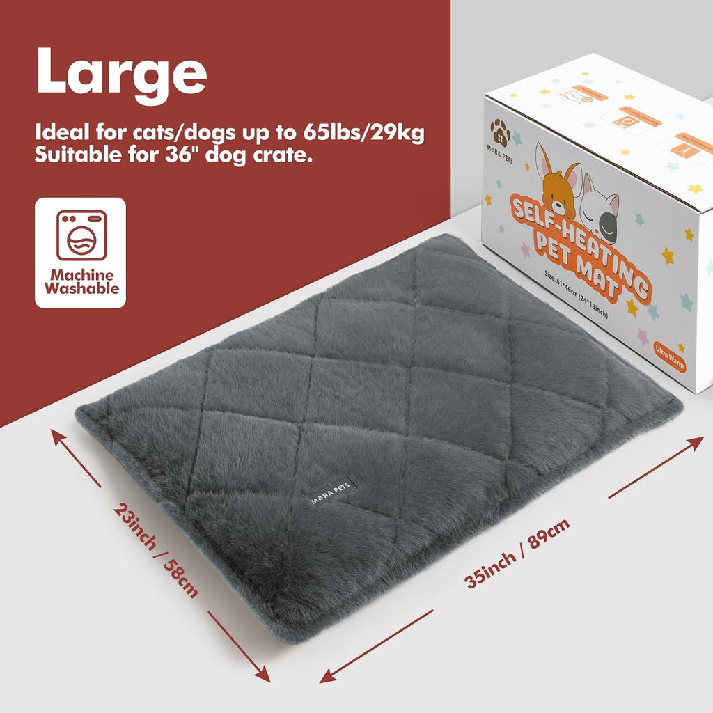 Mora Pets Self Heating Cat Bed, Self Warming Fur Cat Bed 36 x 24 Inches
