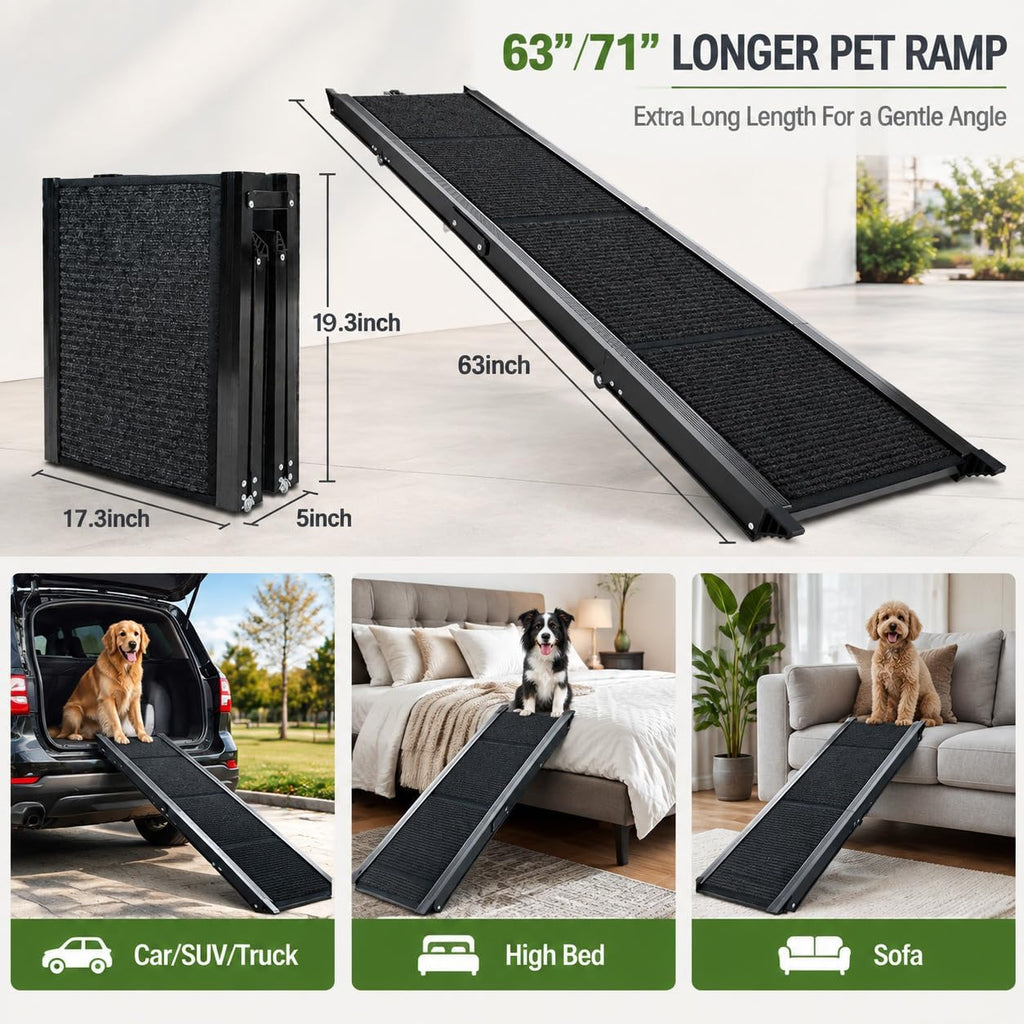 Dog Ramp for Cars SUV Truck 17.3"x71" Foldable Up to 250lbs