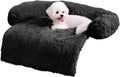 HACHIKITTY Calming Pet Sofa Bed Mat, Washable Fluffy Couch Cover for Dogs and Cats, Anti-Slip Bottom (30"x 27"x 6", Black)