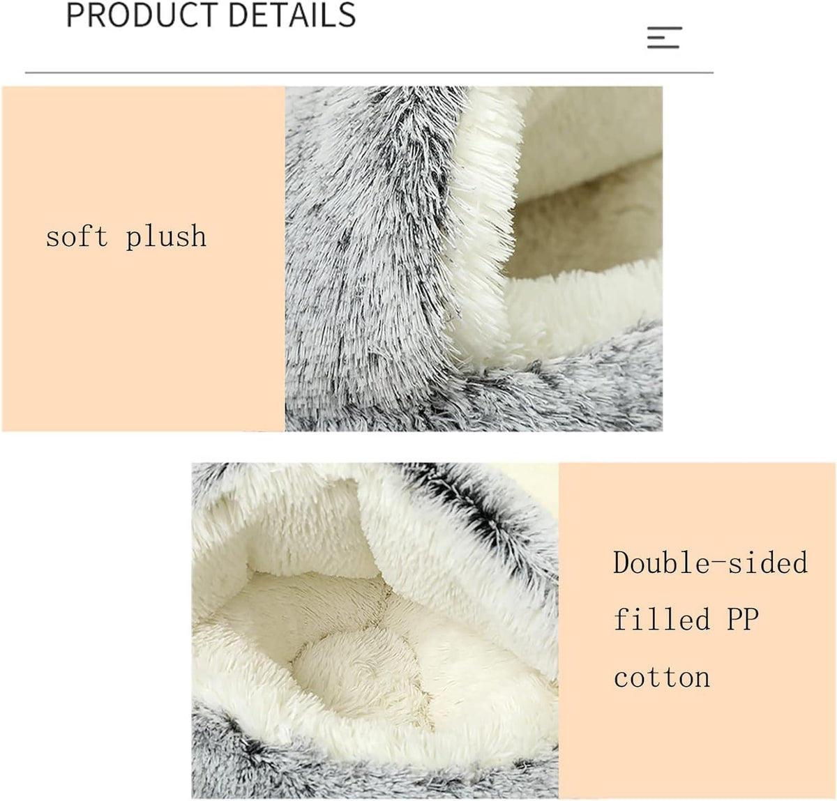 YUDANSI Small Dog Bed Hooded, Cat Cave Bed for Indoor Cats with Covered Hood for Small Dogs Cats Puppy, Plush Faux Fur Enclosed Nest(Gray-26'')