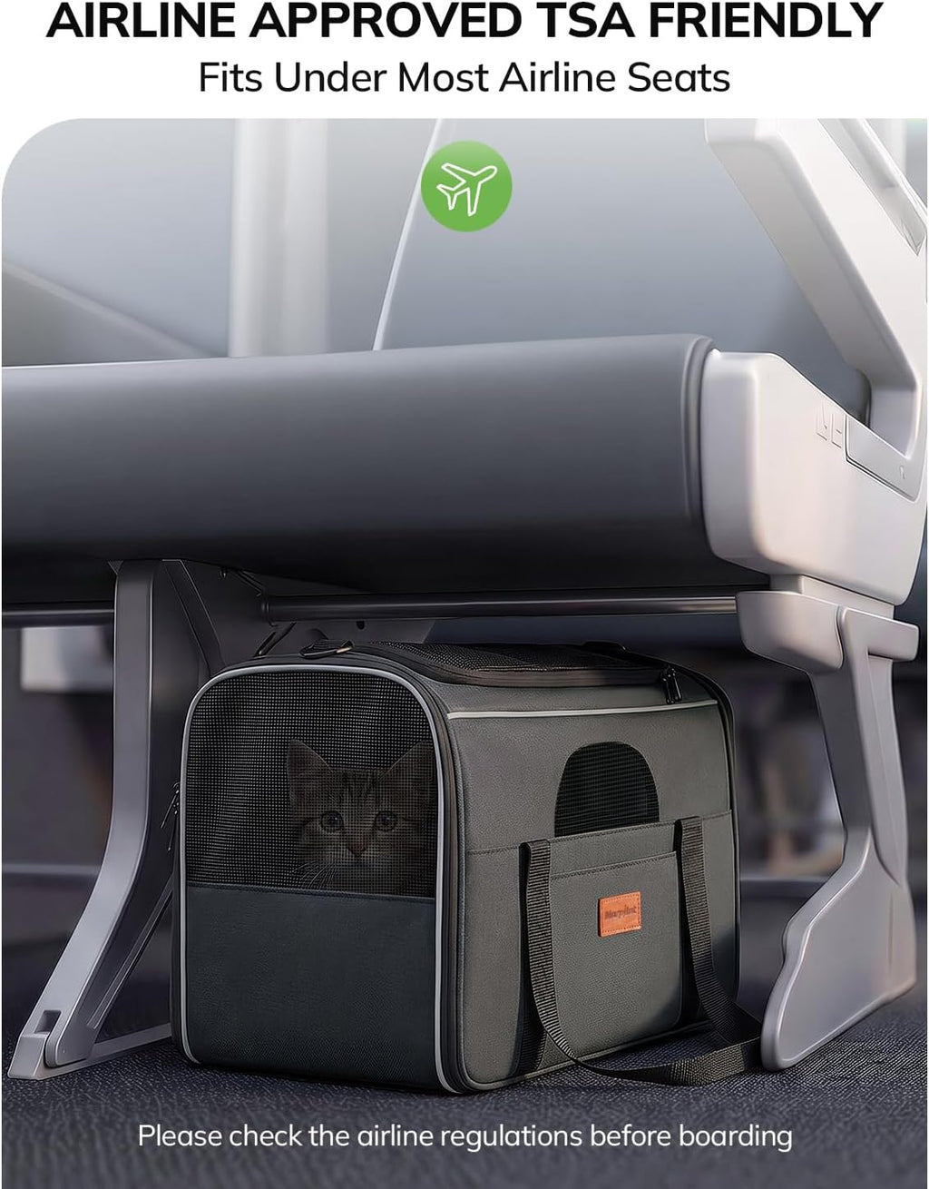 Morpilot Airline Approved Cat Carrier for Pets up to 15lbs,16.5" x11" x11"