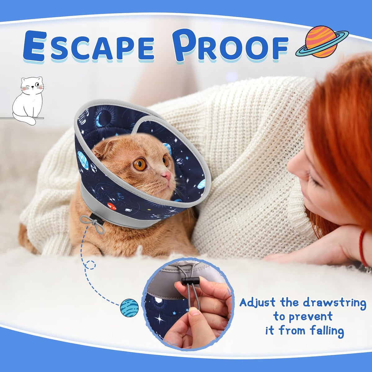 Cat Cone Collar Soft to Stop Licking, Adjustable, Foldable Lightweight Kitten Cones After Surgery Recovery for Cats & Kittens, Cat Cone Alternative, Easy Eating (Grey, S)