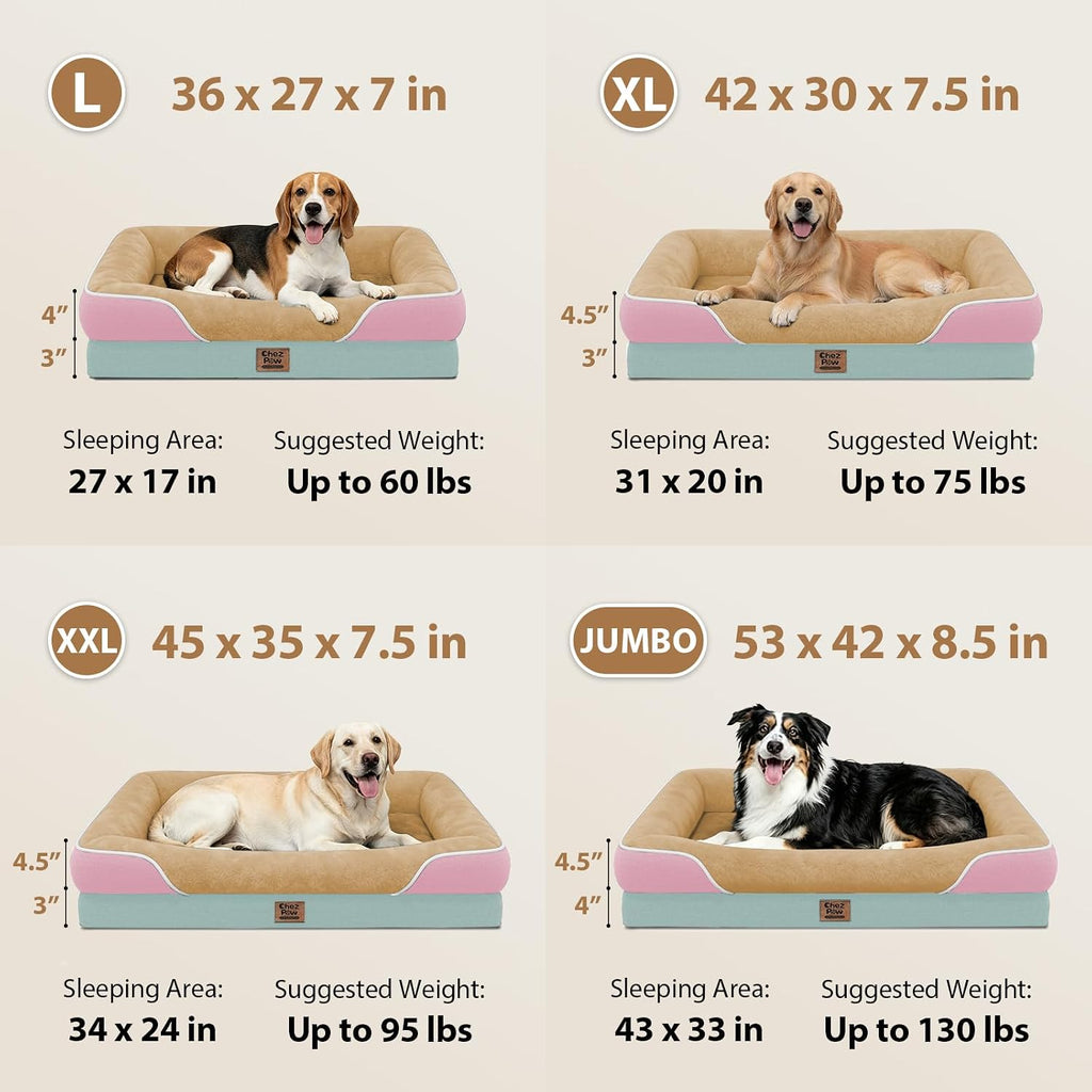 Chez Paw Waterproof Orthopedic XL Dog Bed for Large and Extra Large Dogs