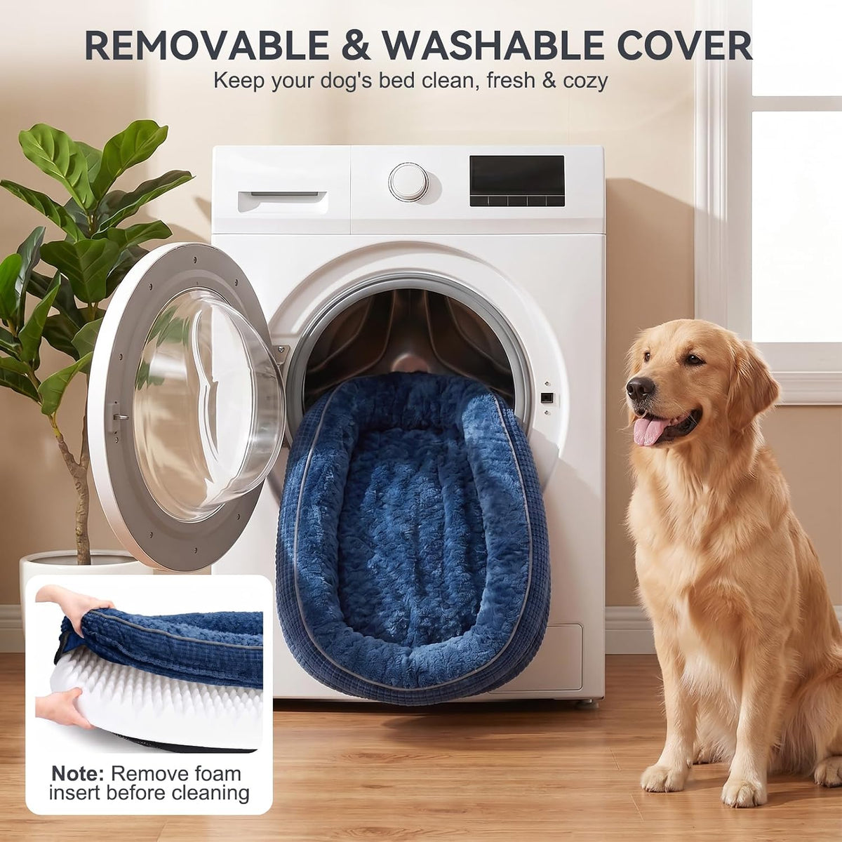 JOEJOY XL Orthopedic Dog Bed for Large Dogs, 360° Oval Bolster, 45"