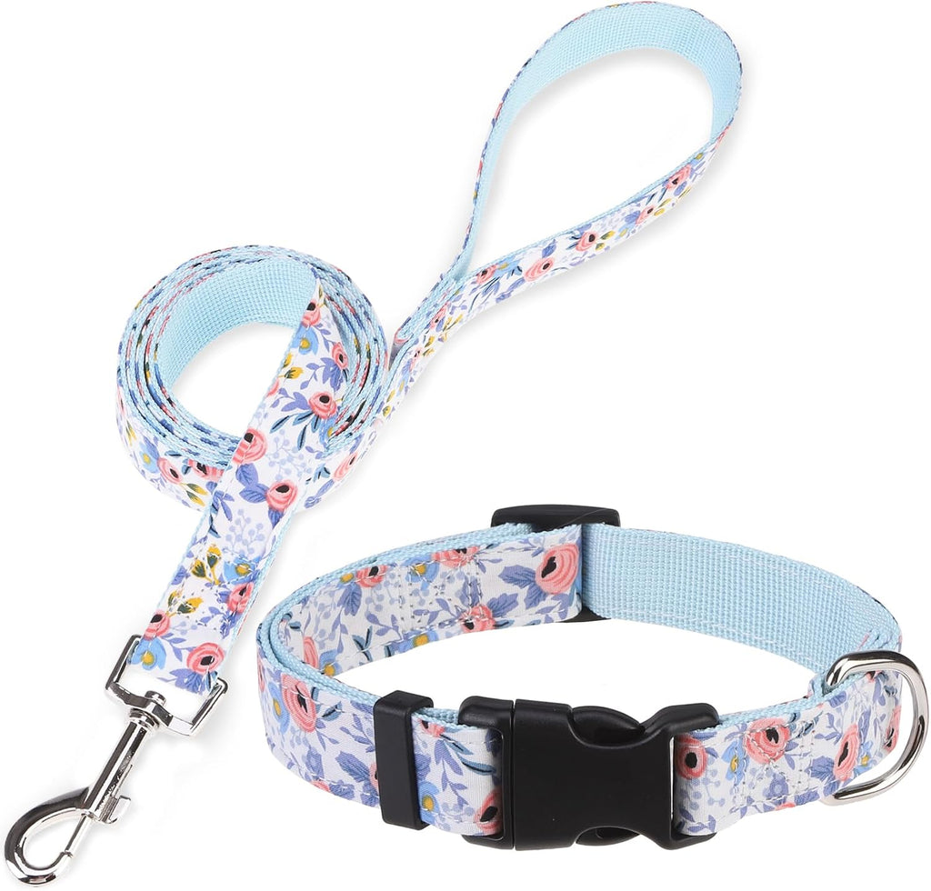 Dog Collar and Leash Set, Adjustable Pet Collars with 5FT Leash