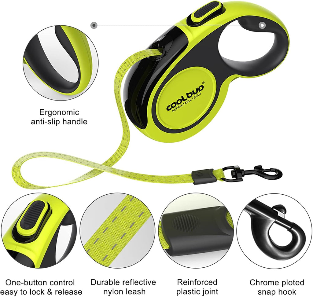 360° Tangle-Free,Heavy Duty Retractable Dog Leash with Anti-Slip Handle