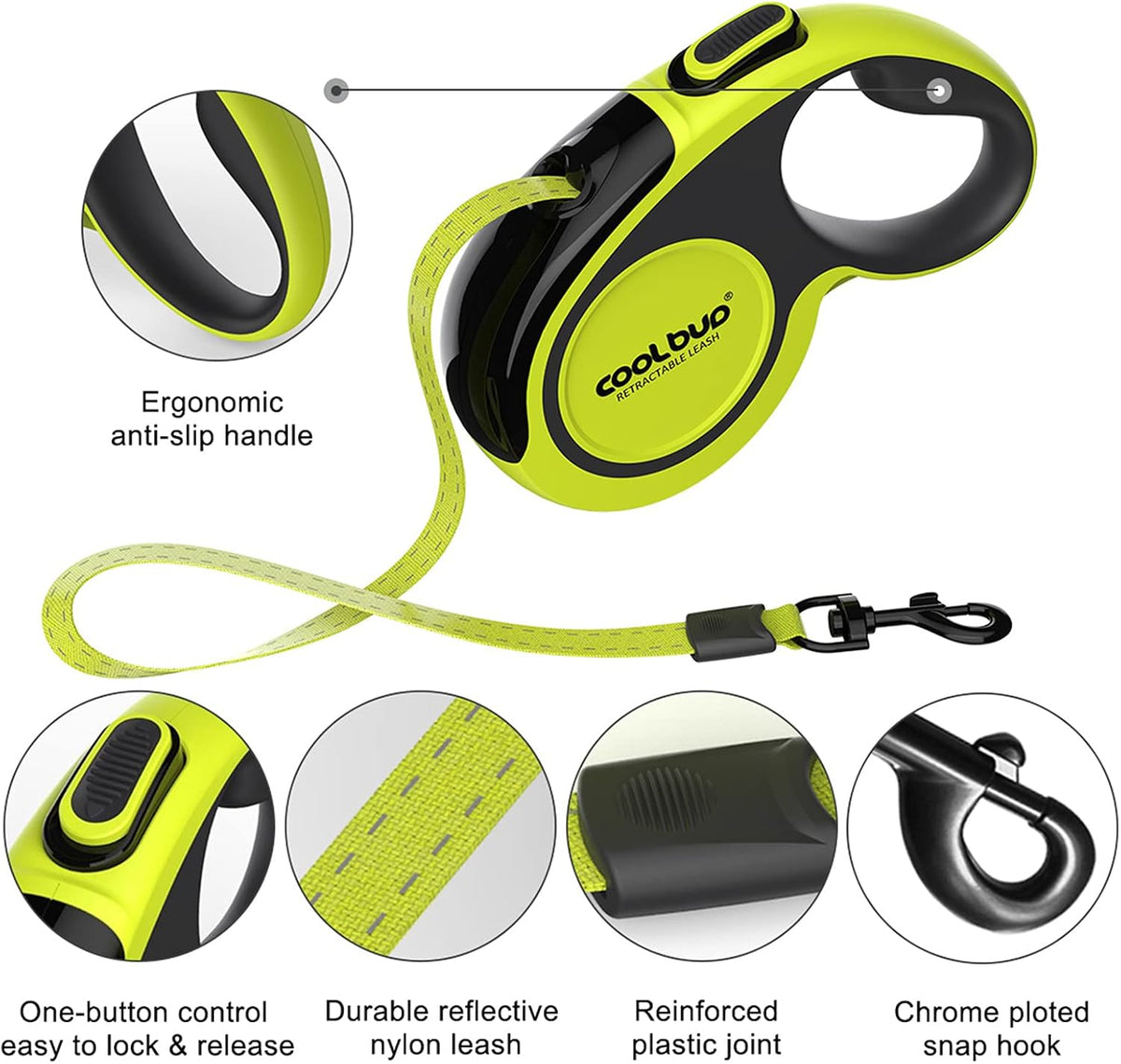 360° Tangle-Free,Heavy Duty Retractable Dog Leash with Anti-Slip Handle