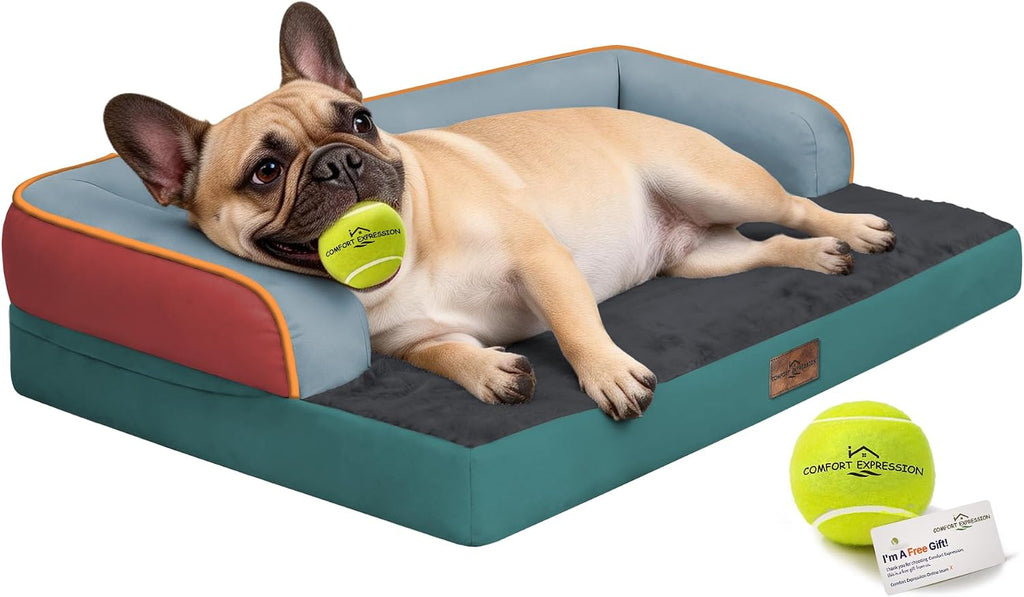 Comfort Expression Washable Dog Bed with Bolster for Medium to Large Dogs