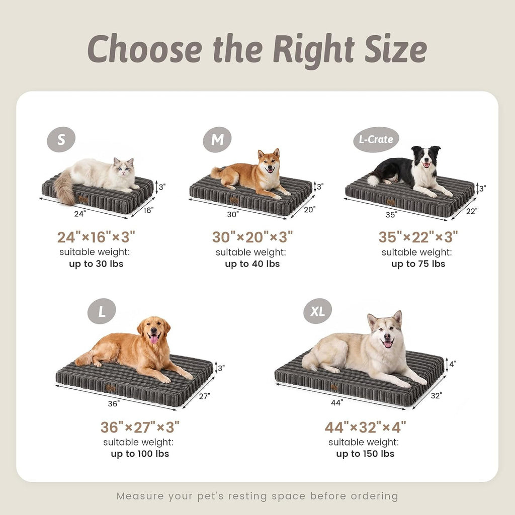 COZY KISS Orthopedic Washable Dog Bed for Large Dogs, Removable, Grey