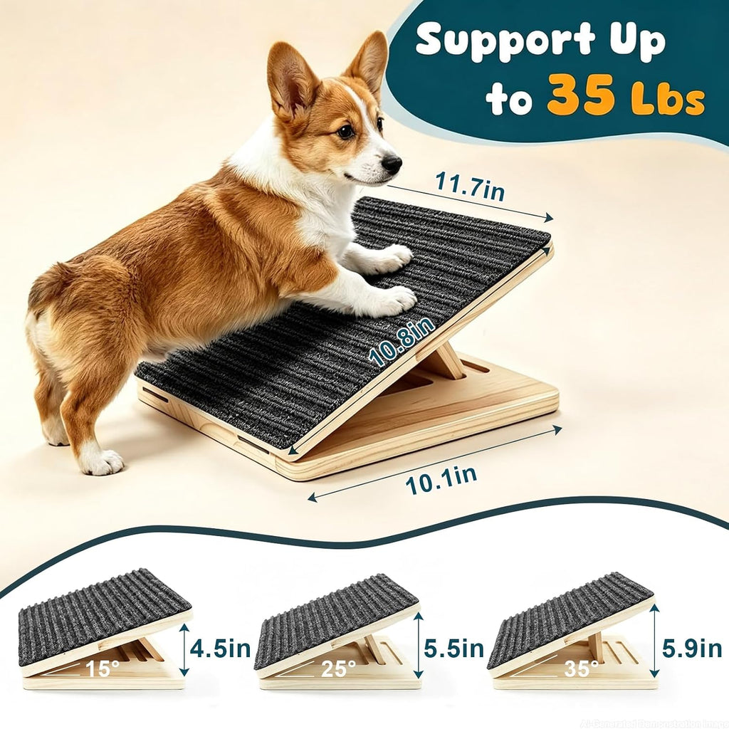 4-Pack Small Dog Ramp for Stairs, Adjustable Gentle Low-Angle Wooden Pet Stair Wedges, Non-Slip Carpet Surface, No Assembly Portable Sturdy Pet Steps for Small Dogs, Senior, Injured, Short-Legged