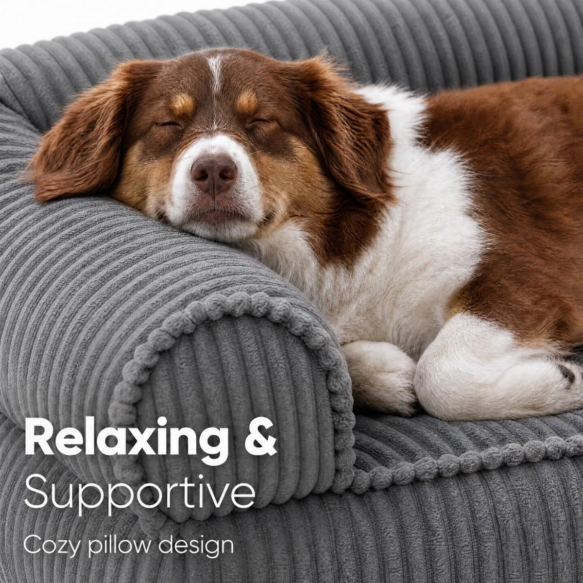 FUKUMARU Dog Couch Bed, Corduroy Cozy Cat Bed, Waterproof, Washable Cover