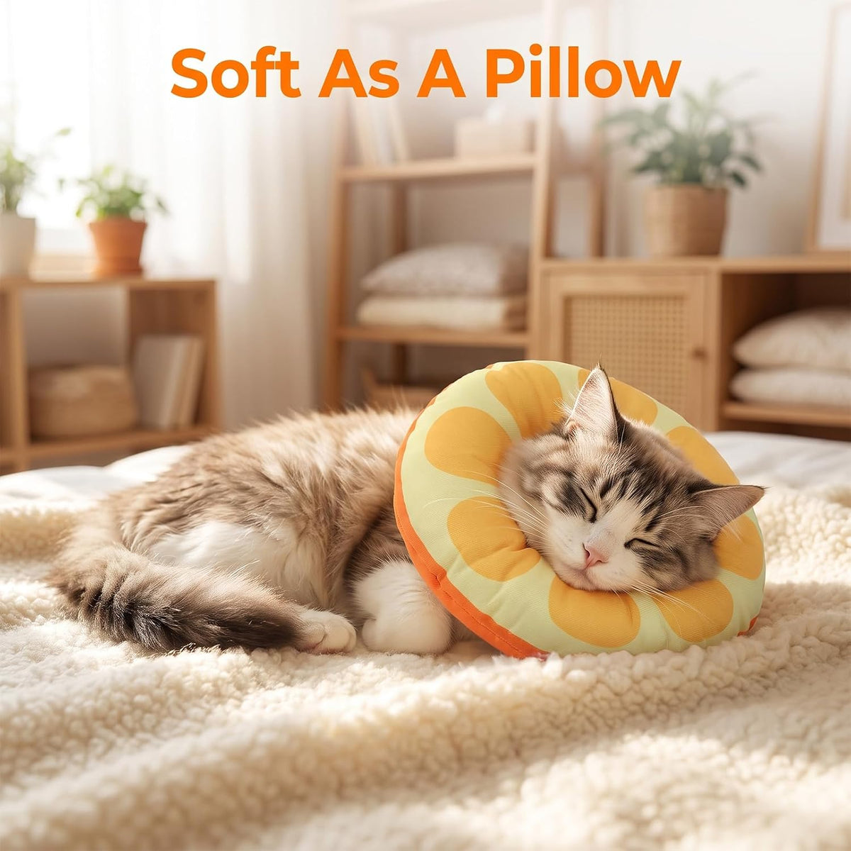 Soft Cone for Cats Donut Collar Tangerine Cat Cone Collar