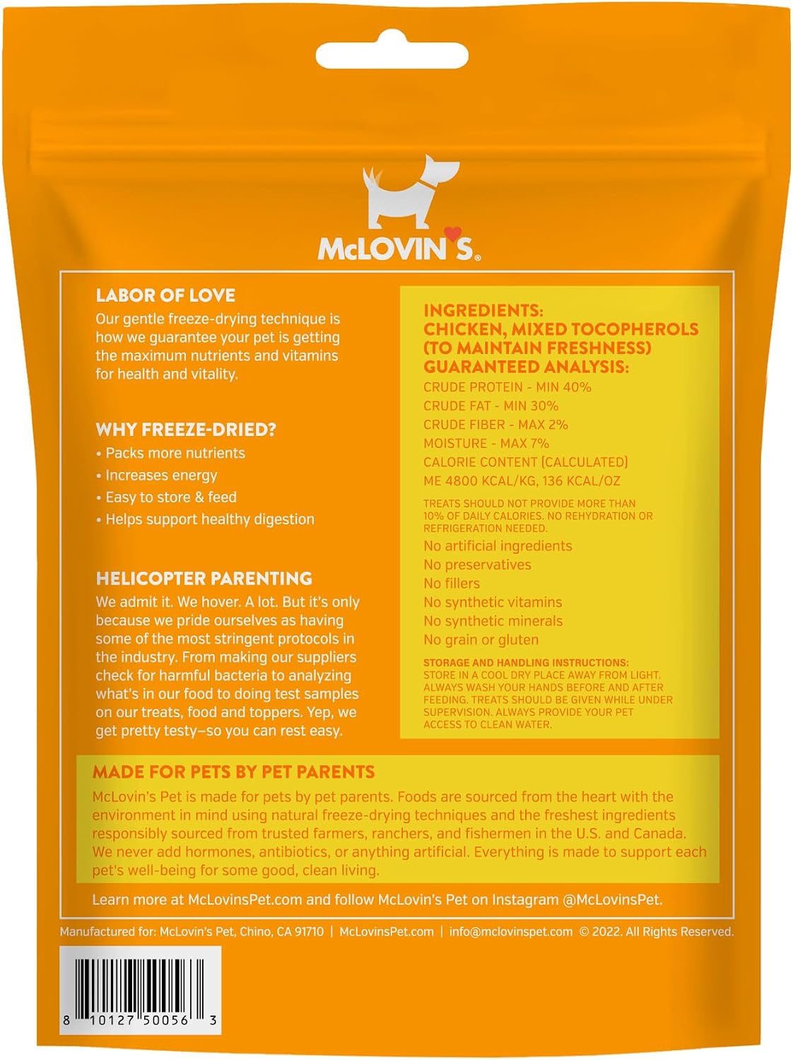 McLovin's Freeze Dried Dog Treats & Toppers, Chicken Total 8.4oz, USA Made