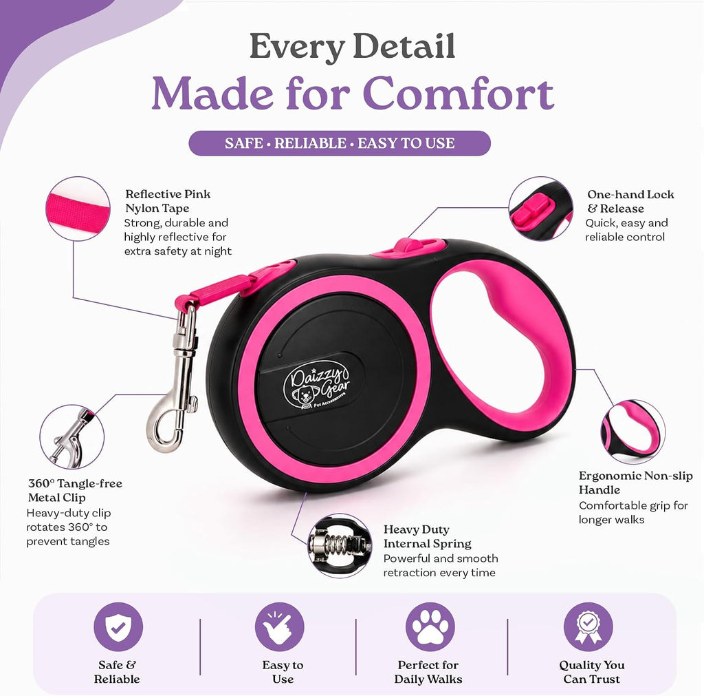 Retractable Dog Leash, 44 LBS /16FT Long, Small & Medium Dogs, Blue