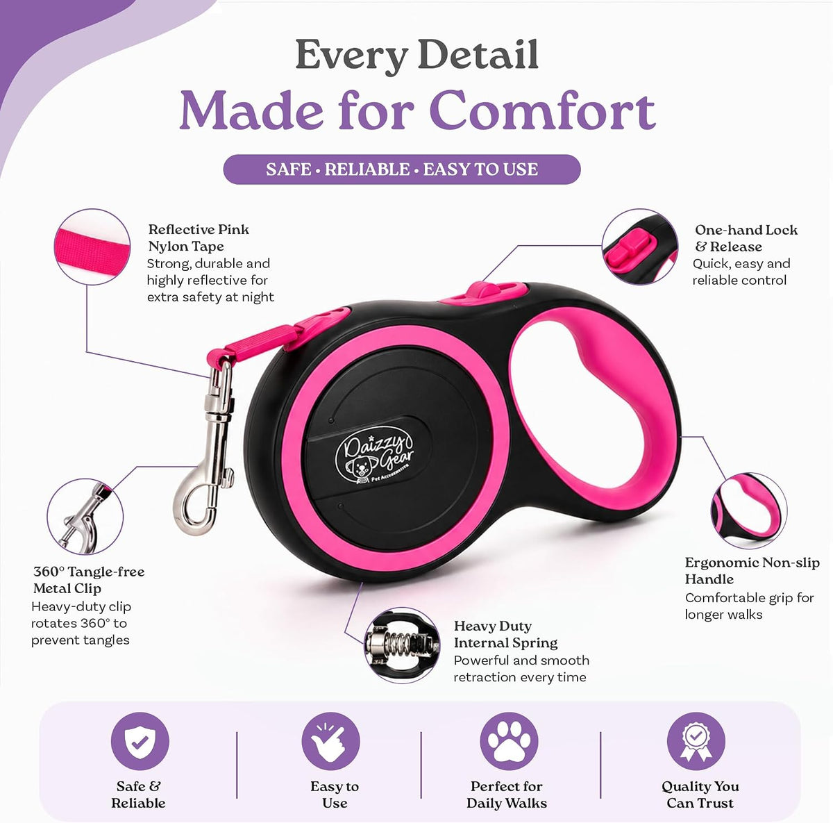 Retractable Dog Leash, 44 LBS /16FT Long, Small & Medium Dogs, Blue
