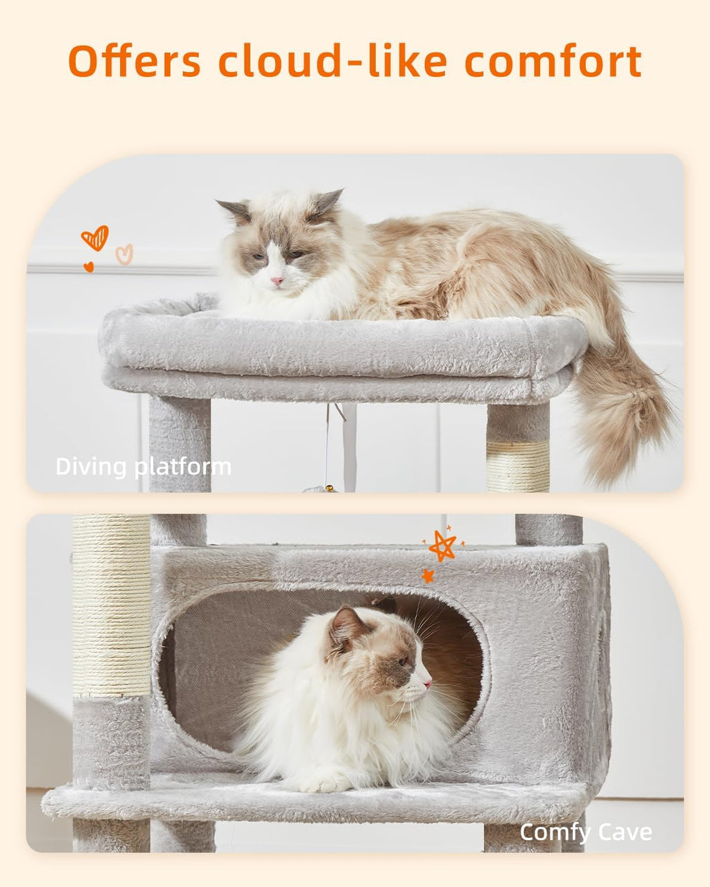 Taoqimiao Cat Tree, 49In Cat Tower for Indoor Cats Large Adult