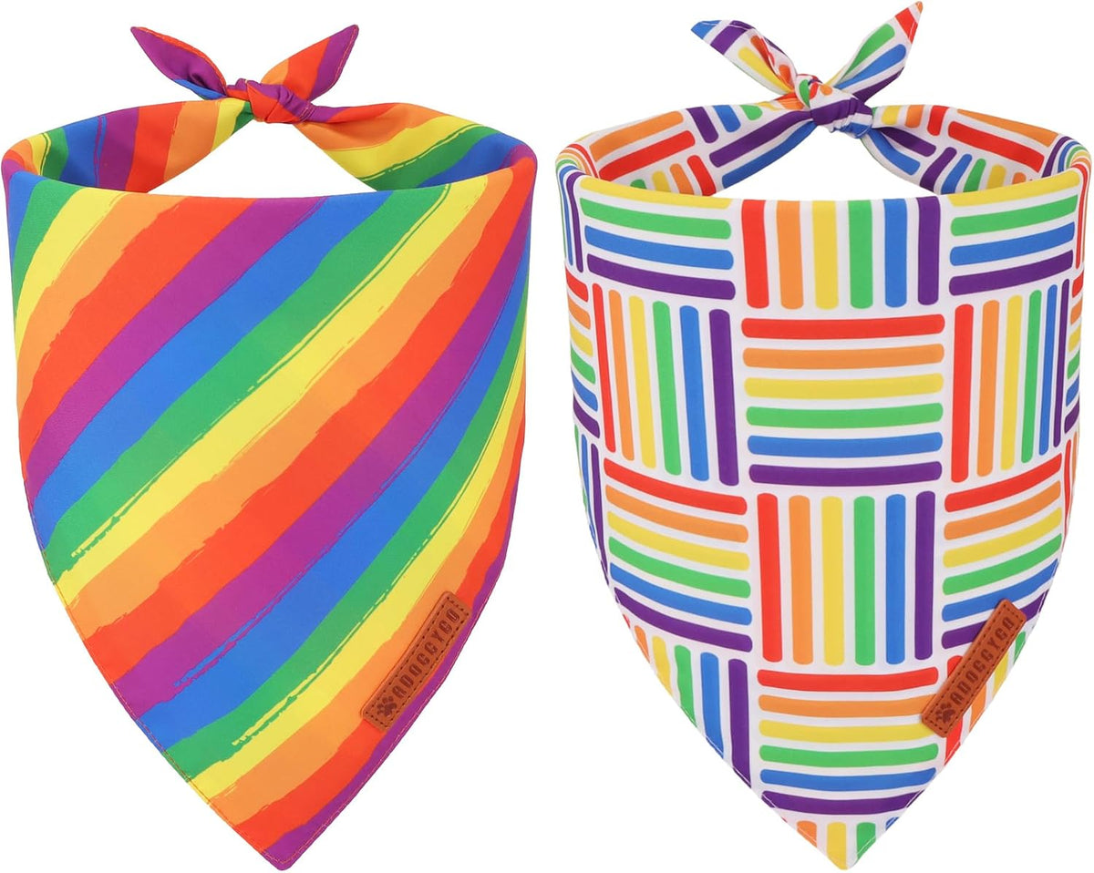 ADOGGYGO Rainbow Dog Bandana, Reversible Pride Bandana for Dogs, X-Large