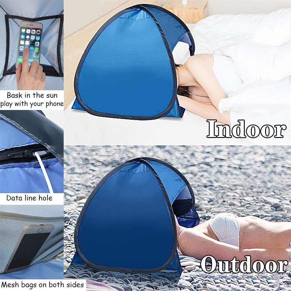 Beach Sun Shelters,Instant Sun Shade Canopy Head PopUp Canopy Automatic Shade Tent for Camping Fishing Hiking Picnic Portable Shelter Windproof Waterproof with Mobile Phone Stand, 80cm