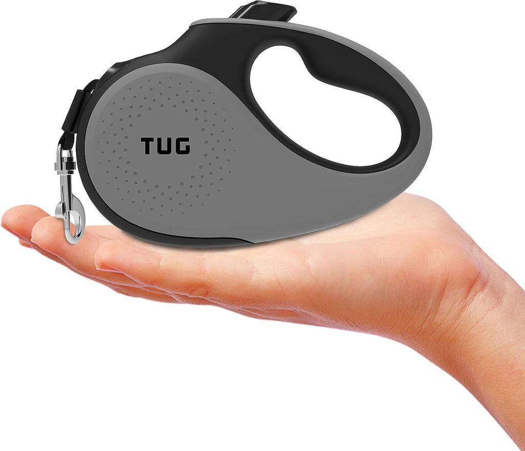 TUG Tiny Retractable Dog Leash, 10 ft (Extra Small, Grey)