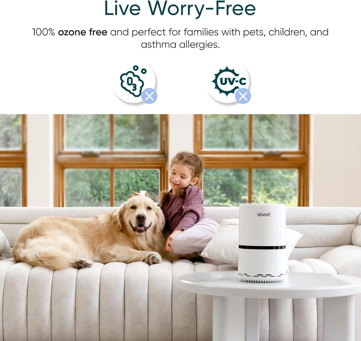 Levoit Air Purifier for Home Pets Bedroom, Air Purifiers Quiet Operation