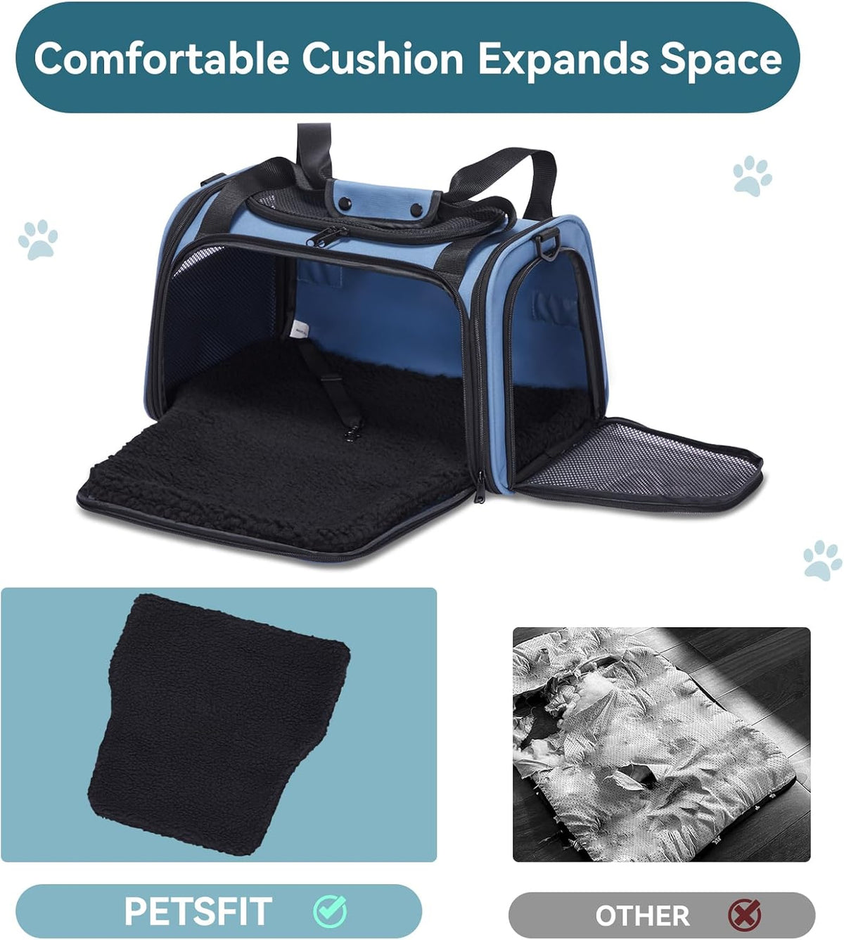 PETSFIT Dog Carrier for Small Dogs, Large, Blue