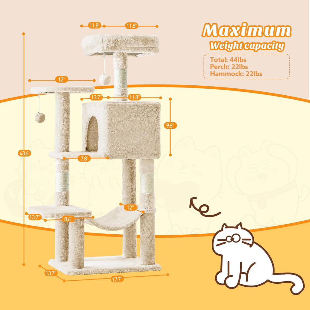 44 Inch Small Cat Tree Tower for Indoor Cats and Kittens