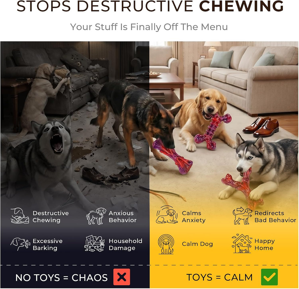 Kseroo 3-Pack Beef Flavored Dog Chew Toys for Aggressive Chewers, Red-XL | Indestructible, Heavy Duty, Rock-Hard Solid Nylon Bones for Medium/Large Dogs 25-100lbs, Tough, Long-Lasting, Keep Them Busy