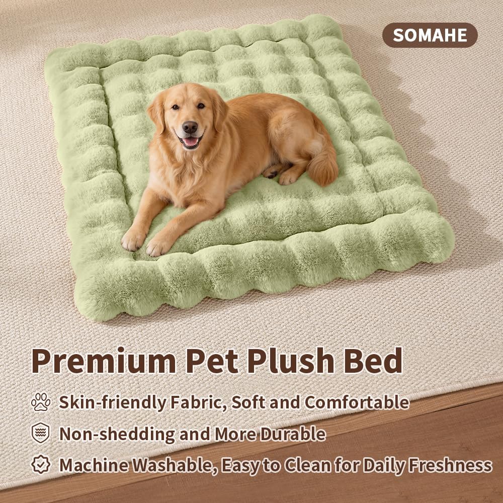 SOMAHE Plush Dog Bed Mat, Machine Washable, Large 35x27 Fruit Green