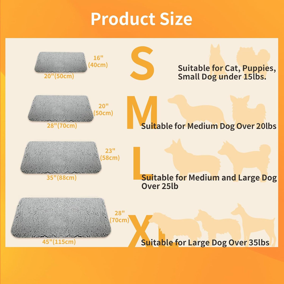 NWK Soft Plush Fluffy Self Warming Thermal Dog Bed Mat 35’’ X 23’’ X 1’’