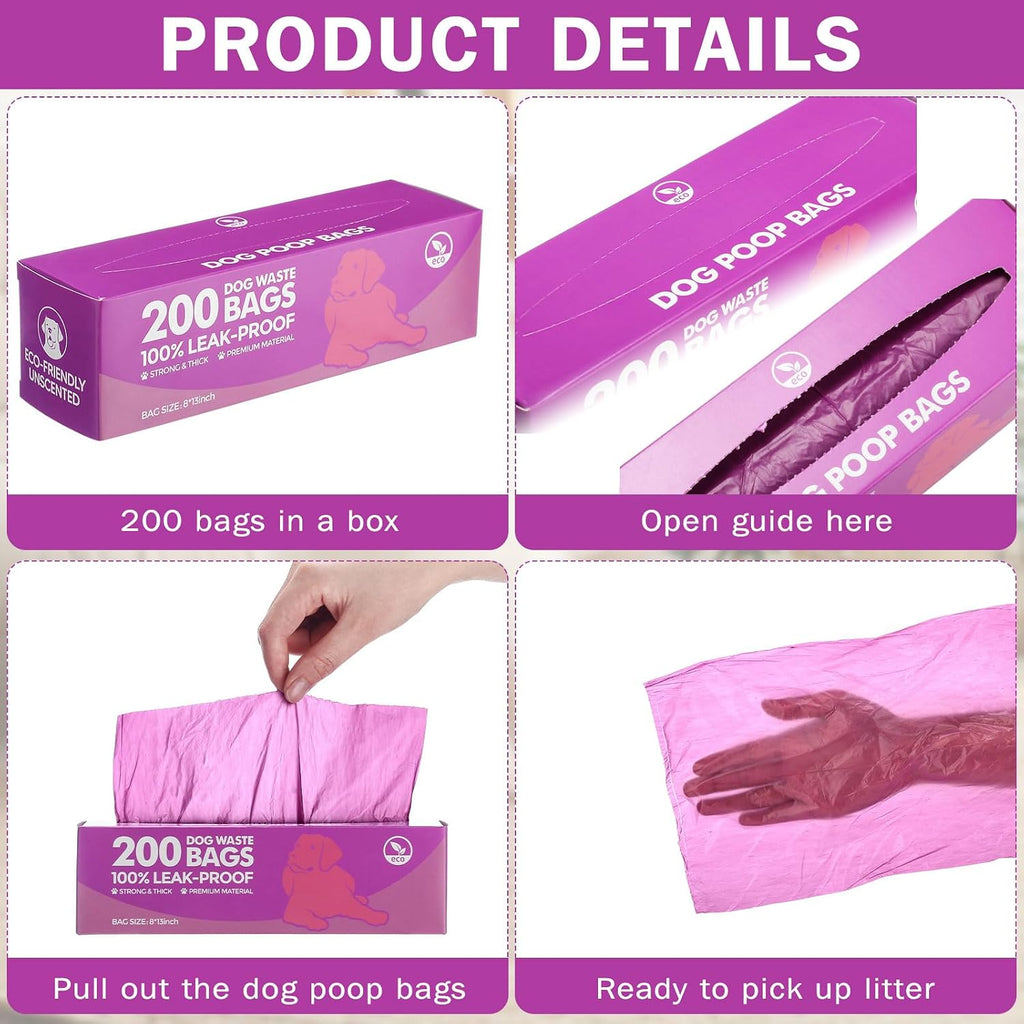Harloon 6000 Ct Dog Poop Waste Bags, 30 Rolls Refills,Purple,12 X 8 Inches | Bulk Waste Bags for Walking Travel Park, Extra Thick Leak Proof, Doggie Poop Waste Bag Rolls Fit Dispensers, Puppy Cleanup