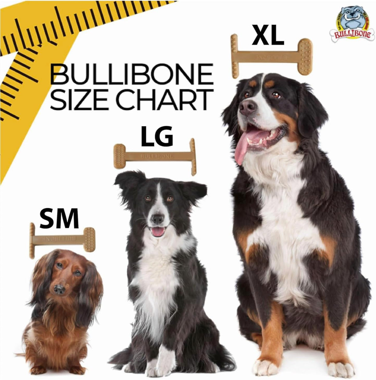 Bullibone Nylon Dog Chew Toy for Aggressive Chewers - Dental Hygiene Bone with Beef Flavor, Durable Tough Chew Toys for Large Dogs, Indestructible Dog Bone - 3 Pack