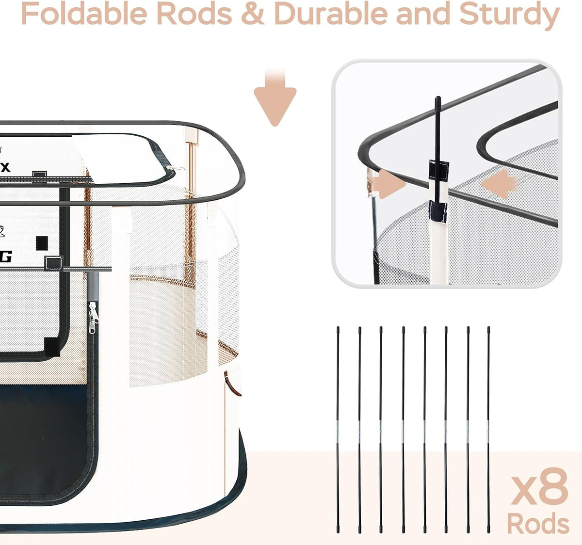 XRG Foldable Dog Playpen with Pad,Indoor Cat Kennel M(31.5"x23.6"x21.7")