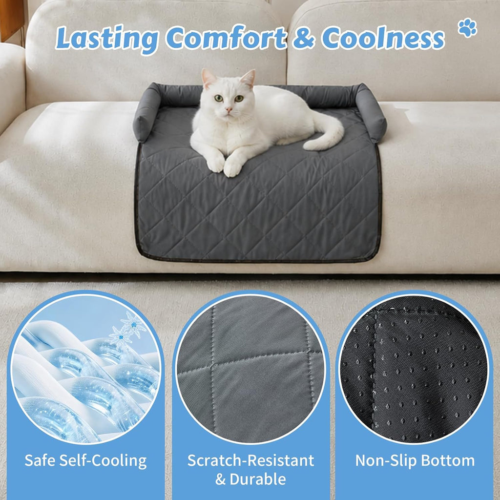 Cooling Dog Bed Mats with Neck & Head Support, 31.5 x 23.62 inch Grey
