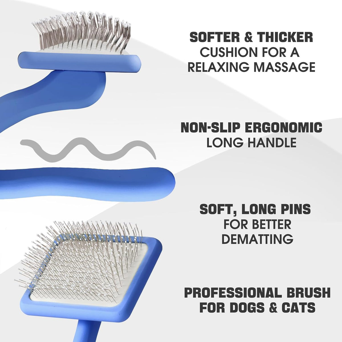 Bonteck Dog Slicker Brush for Dogs Grooming Kit 5PCS Long Haired Doodles | Goldendoodles Poodles, Skin Friendly Deshedding, Comb and Rake, Removes Undercoat, Professional Detangling, Large, Blue