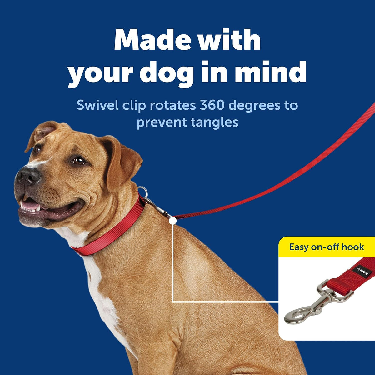 PetSafe Nylon Dog Leash - Strong, Durable, Traditional Style Leash with Easy to Use Bolt Snap - 1 in. x 6 ft., Red