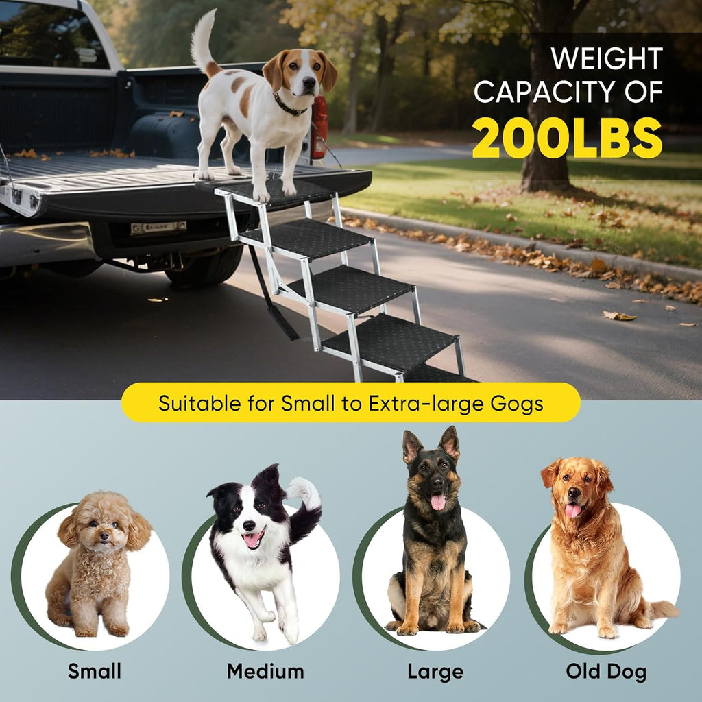 Sakerplus Dog Stairs for Large Dogs, 17.7” Wide Dog Ramps for Car 5 Steps