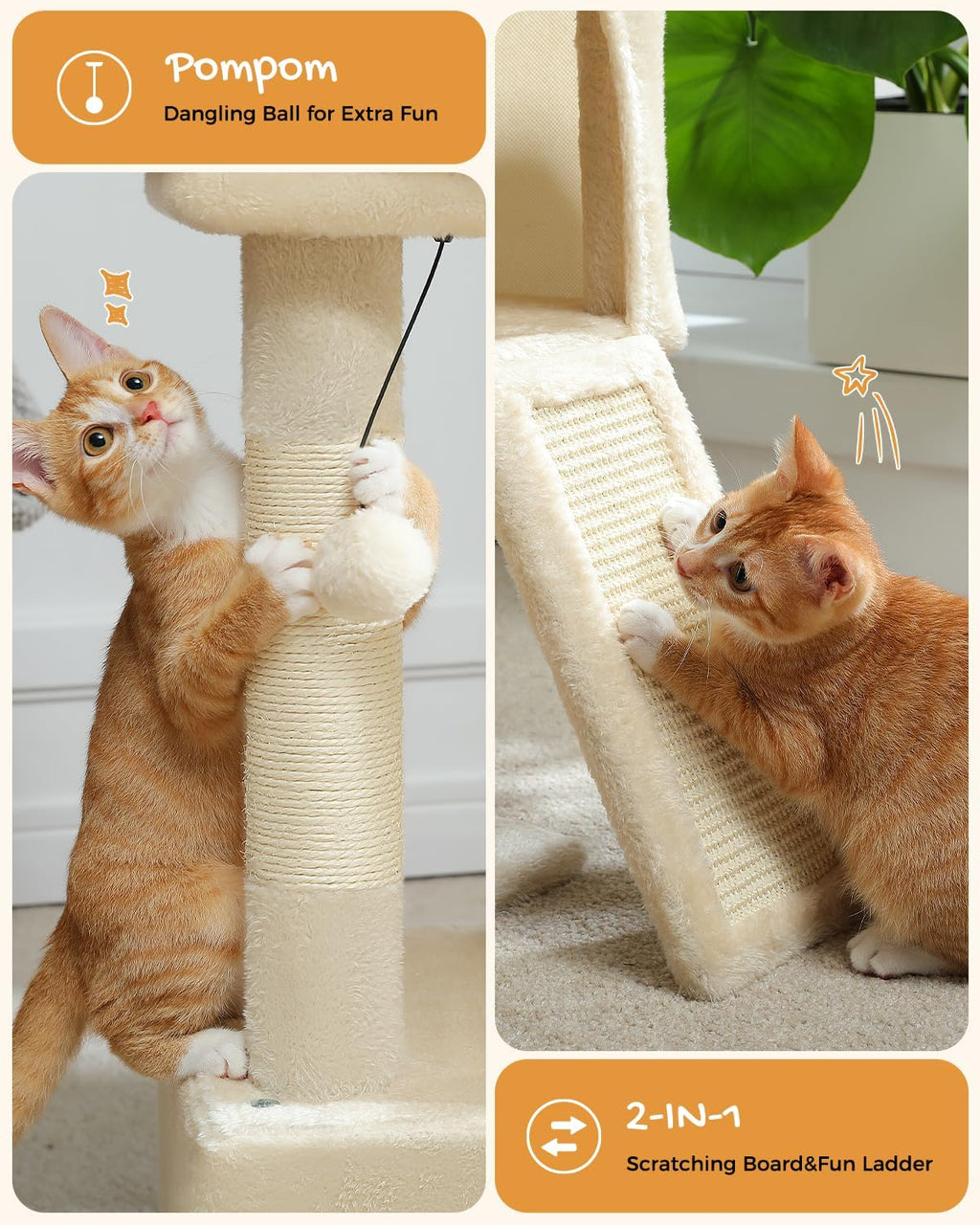 PAWZ Road 30" Cat Tower, Small Cat Tree with 2 Condos for Indoor Cats