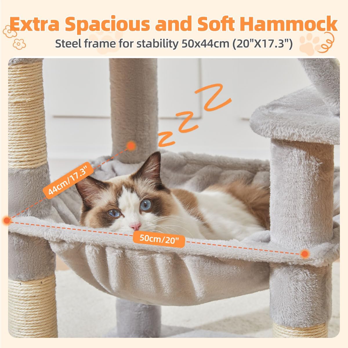 Taoqimiao Sturdy Cat Tree, 58In Cat Tower for Indoor Cats Large Adult