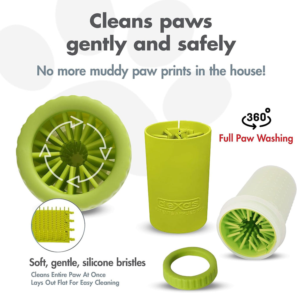 Dexas MudBuster Portable Dog Paw Cleaner, Green Large Paw Cleaning Solution for Premium Pet Supplies 