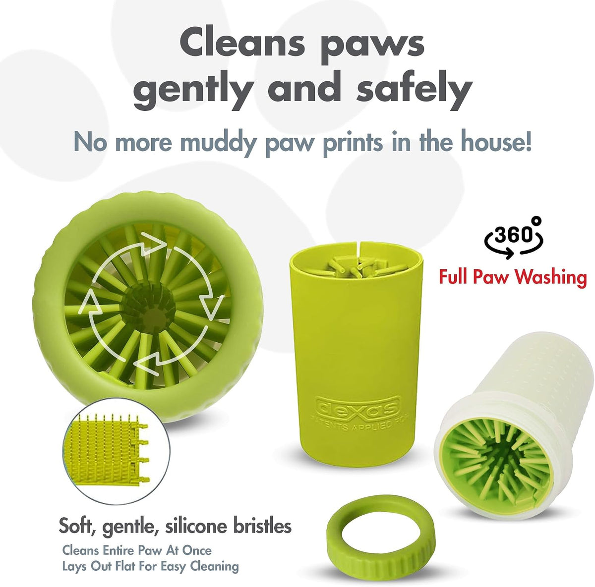 Dexas MudBuster Portable Dog Paw Cleaner, Green Large Paw Cleaning Solution for Premium Pet Supplies 