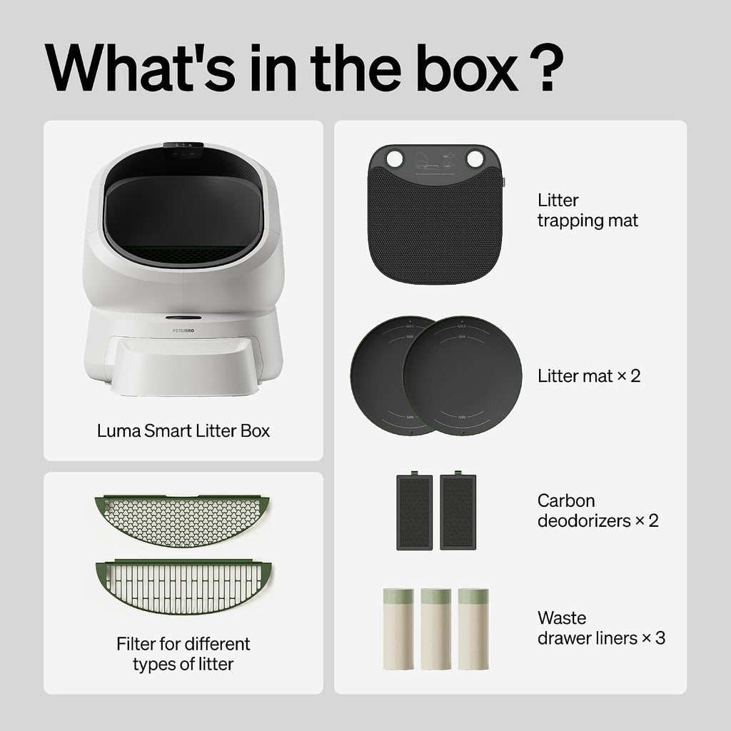 PETLIBRO Automatic Litter Box with Accessories Kit, Large Open-Top Self Cleaning Litter Box with AI-Camera Waste Analysis, Multi-Cat Recognition, Usage Tracking and Auto Odor Control