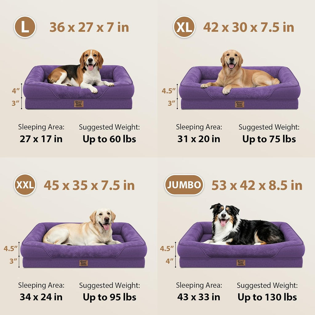Chez Paw Waterproof Orthopedic Dog Bed for Large and Extra Large Dogs
